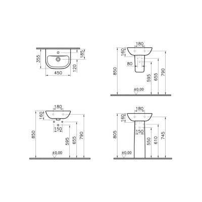 VitrA S20 450x350mm 1TH Basin Only - White | Basins | Bathro 2