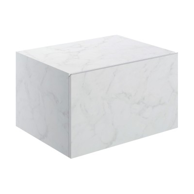 Nazare 600mm Wall Hung Storage Drawer - White Marble | Stora