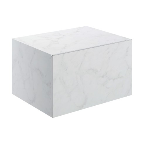 Nazare 600mm Wall Hung Storage Drawer - White Marble | Stora