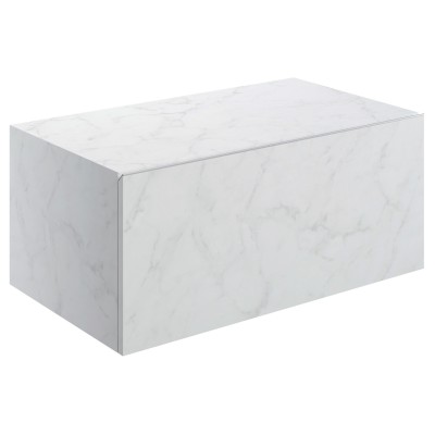 Nazare 800mm Wall Hung Storage Drawer - White Marble | Stora
