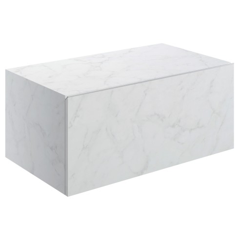 Nazare 800mm Wall Hung Storage Drawer - White Marble | Stora