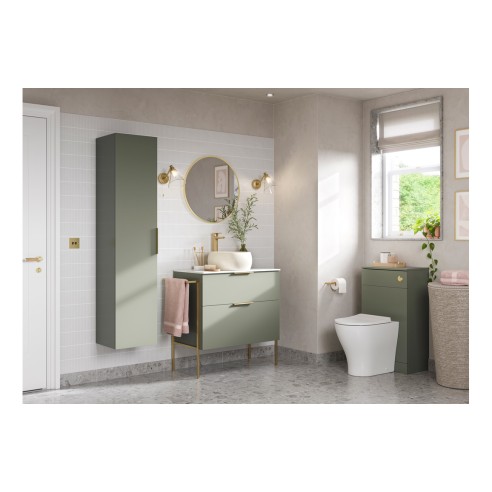 Sintra 350mm Wall Hung 1 Door Tall Unit - Matt Olive Green |