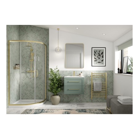Marvao 300mm Wall Hung 1 Door Tall Unit - Matt Reed Green |