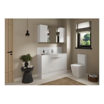 Bau 600mm Slim 2 Door Storage Unit - White Gloss (Oak Cab) | 2