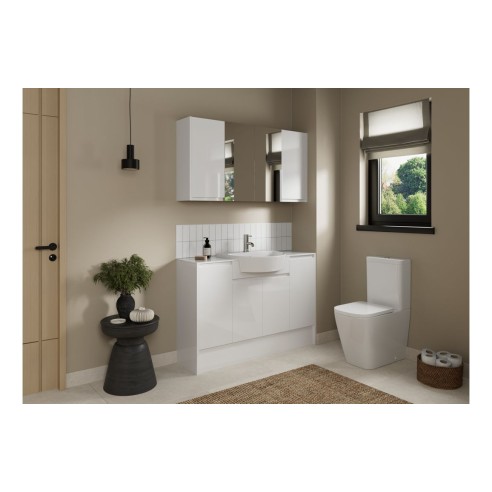 Bau 600mm Slim 2 Door Storage Unit - White Gloss (Oak Cab) |