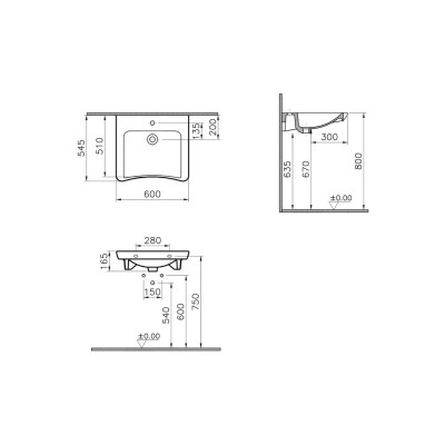 VitrA S20 600x545mm 1TH Basin (No Overflow) - White | Basins 2