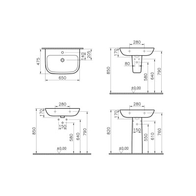 VitrA S20 650x465mm 2TH Basin Only - White | Basins | Bathro 2