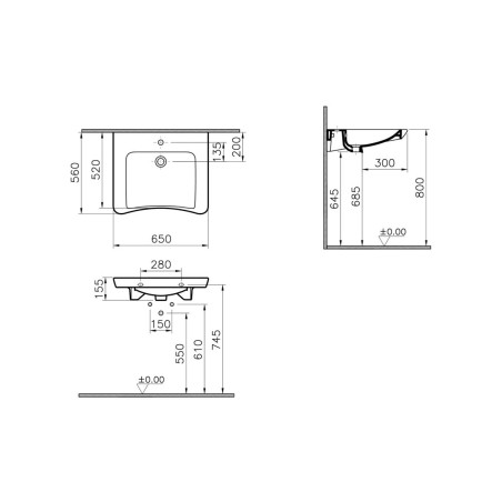 VitrA S20 650x560mm 1TH Basin w/Overflow - White | Basins |