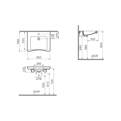 VitrA S20 650x560mm 1TH Basin (No Overflow) - White | Basins 2
