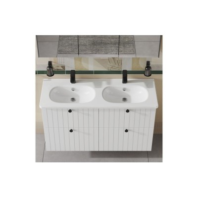 VitrA Zentrum 1200x460mm 2TH Vanity Basin w/Overflow - White 2