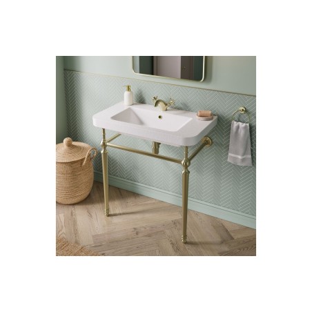 Diego 610mm 1TH Console Basin - Brushed Brass | Basins | Bat