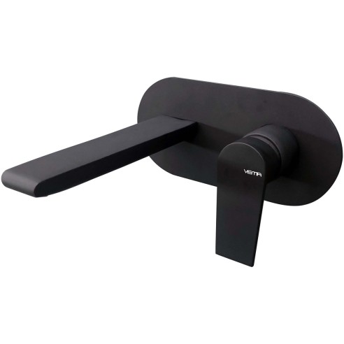Vema Timea Wall Mounted Basin Mixer - Matt Black | Bathroom