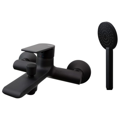 Vema Timea Wall Mounted Bath/Shower Mixer - Matt Black | Bat