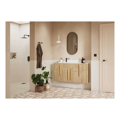 Envio 600mm Mirrored Wall Unit - Havana Oak (Grey Cab) | Mir