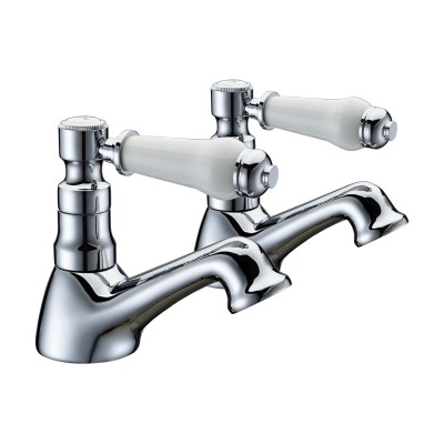 Jade Basin Pillar Taps - Chrome | Bathroom Taps | BathroomKi