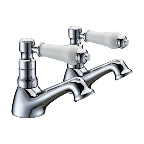 Jade Basin Pillar Taps - Chrome | Bathroom Taps | BathroomKi