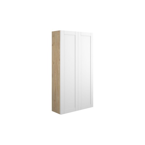 Anibel 600mm Slim 2 Door Storage Unit - Matt White (Oak Cab)
