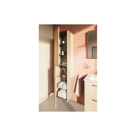 VitrA Root Flat 40cm 2 Door Tall Unit (LH Hinge) - Natural O