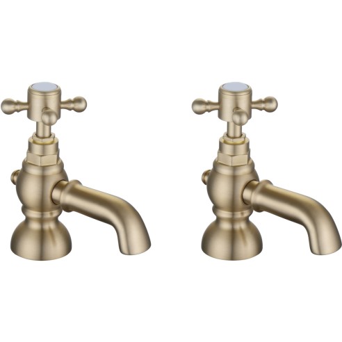 Lucite Bath Pillar Taps - Brushed Brass | Bathroom Taps | Ba