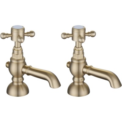 Lucite Basin Pillar Taps - Brushed Brass | Bathroom Taps | B