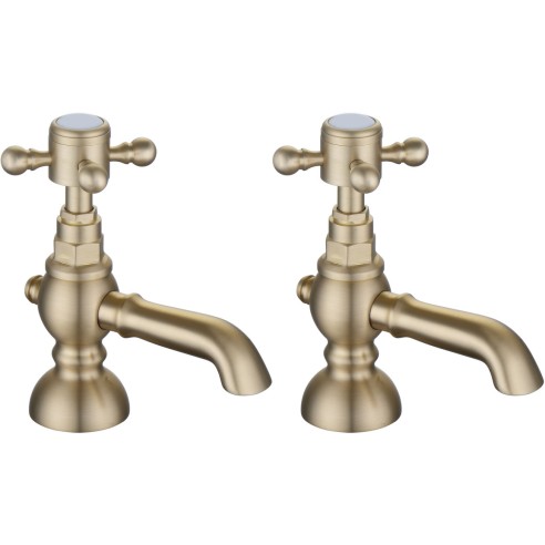 Lucite Basin Pillar Taps - Brushed Brass | Bathroom Taps | B