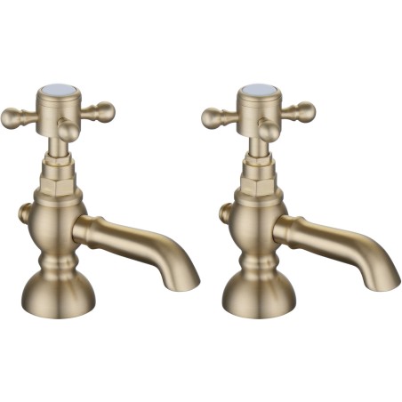 Lucite Basin Pillar Taps - Brushed Brass | Bathroom Taps | B