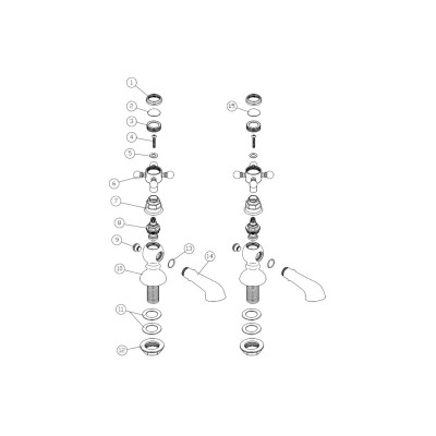 Lucite Basin Pillar Taps - Brushed Brass | Bathroom Taps | B 2