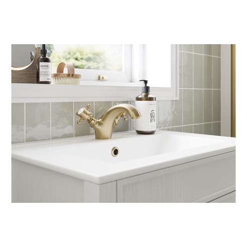 Lucite Basin Mixer & Pop Up Waste - Brushed Brass | Bathroom