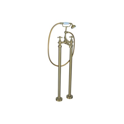 Lucite Floor Standing Bath/Shower Mixer & Shower Kit - Brush