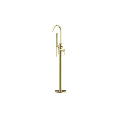 Iolite Floor Standing Bath/Shower Mixer - Brushed Brass | Ba