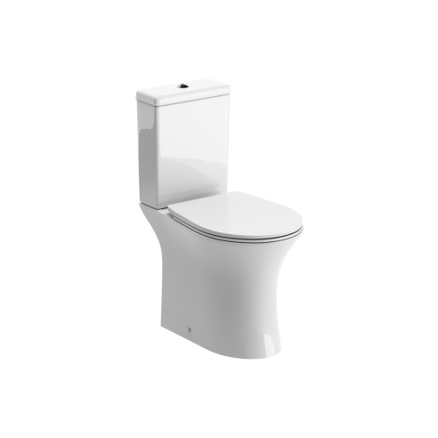 Seville Rimless Close Coupled Open Back WC & Soft Close Seat
