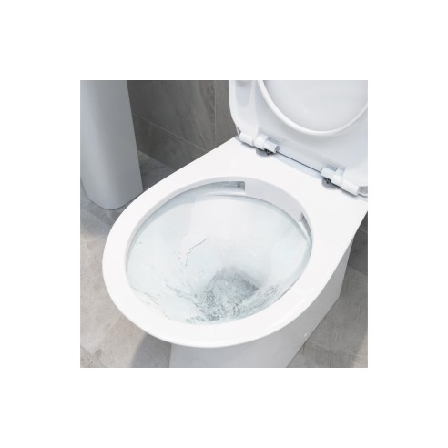 Seville Rimless Close Coupled Open Back WC & Soft Close Seat