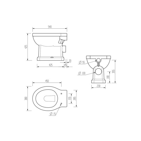 Santiago Low Level WC & Soft Close Seat w/Br.Brass Finishes