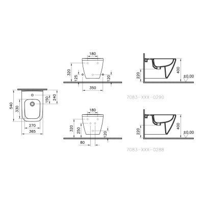 VitrA Integra Square Wall Hung Bidet - White | Bidets | Bath 2