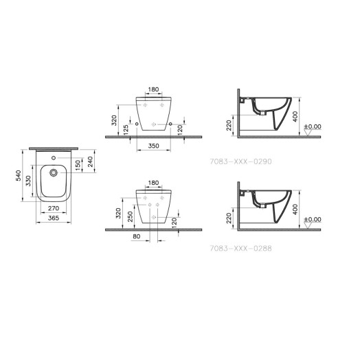 VitrA Integra Square Wall Hung Bidet - White | Bidets | Bath