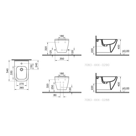 VitrA Integra Square Wall Hung Bidet - White | Bidets | Bath