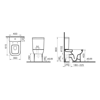 VitrA S20 Fully Shrouded Close Coupled Pan Only - White | Cl 2