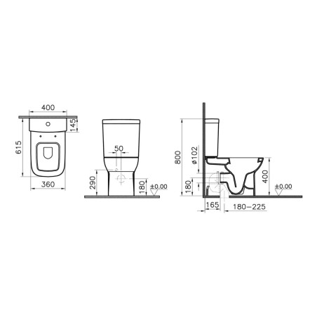 VitrA S20 Fully Shrouded Close Coupled Pan Only - White | Cl