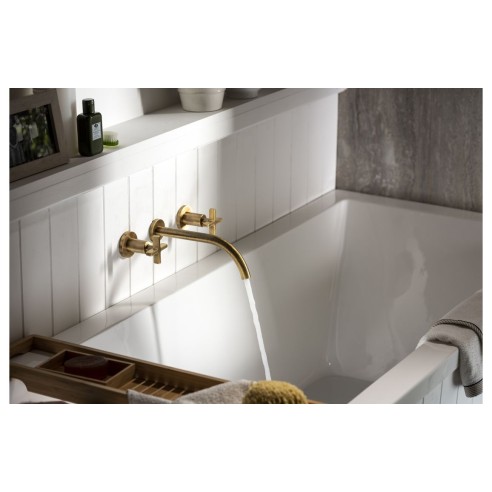 Abode Serenitie Wall Mounted Basin/Bath Mixer - Antique Bras