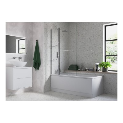 1000x1500mm Two Panel Folding Bath Screen (6mm) - Chrome | B