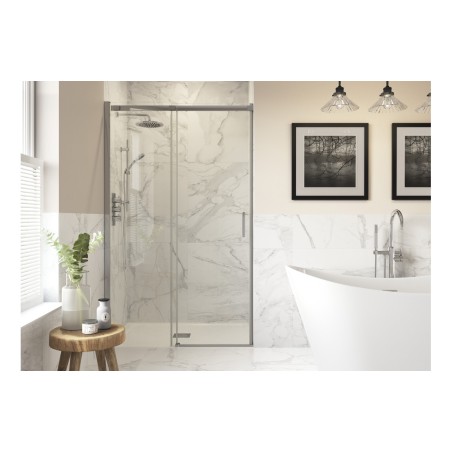 Superior 1200mm Semi-Framed Sliding Door - Chrome | Bathroom
