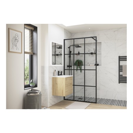 Superior 1000mm Framed Wetroom Panel - Black | BathroomKing