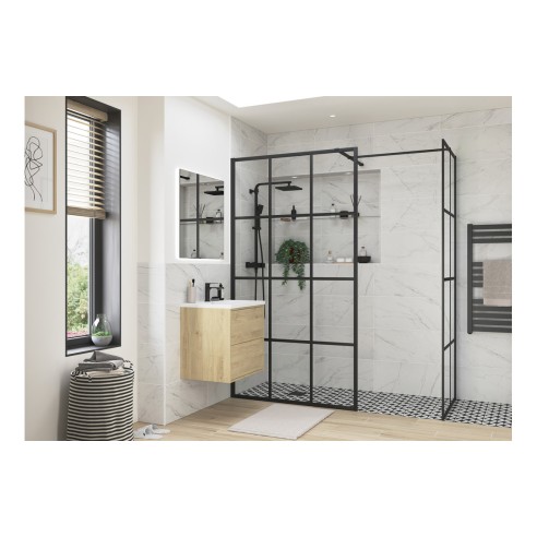 Superior 1000mm Framed Wetroom Panel - Black | BathroomKing