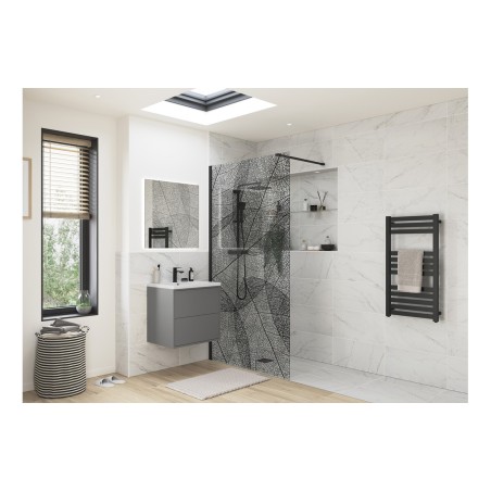 Superior 1200mm Leaf Design Wetroom Panel - Black | Bathroom