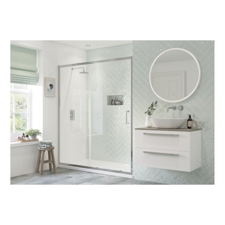 Premium 1400mm Sliding Door - Chrome | BathroomKing