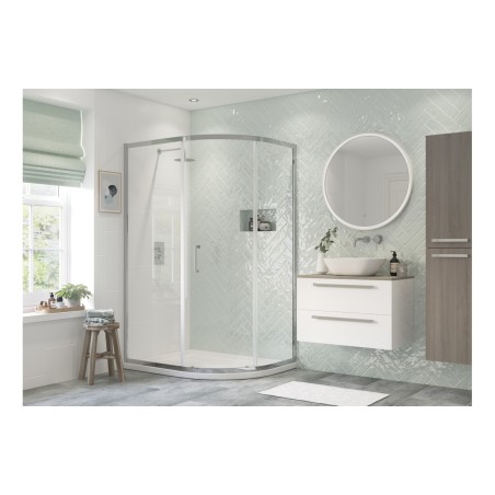 Premium 1200x900mm 1 Door Offset Quadrant - Chrome | Bathroo
