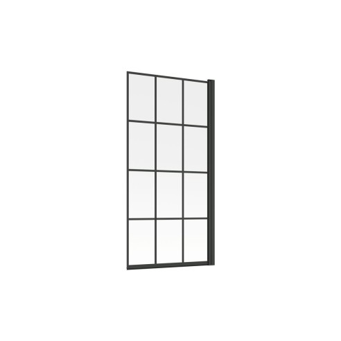 800x1500mm Single Straight Bath Screen (6mm) - Black Framed