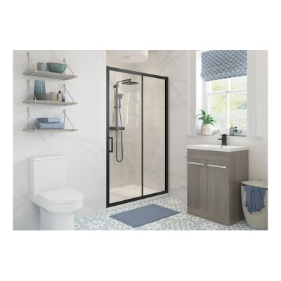Classic 1000mm Sliding Door - Matt Black | BathroomKing