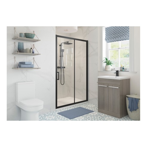 Classic 1000mm Sliding Door - Matt Black | BathroomKing