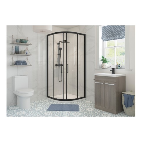 Classic 900mm 2 Door Quadrant - Black | BathroomKing